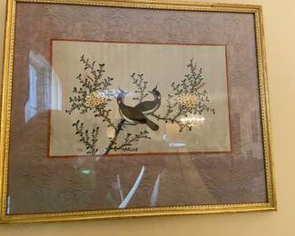 Embroidery on silk, matted and framed,
16 3/4” x 14”