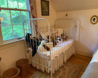 Painted wrought iron child’s crib, the homeowner’s father was raised in this crib in the early 1900’s!