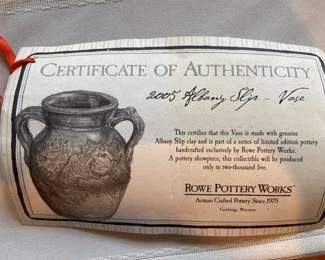 Rowe Pottery Works Albany Slip Vase 9” 