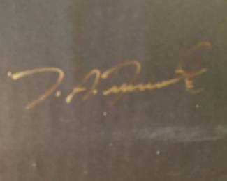 Antique Art framed by Trimble, double matted with rice paper and gold French lines painted on the mat
