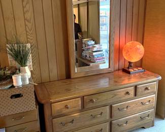 Another dresser, this time with a tall mirror. I like the orange glowing lamp. If you're inclined, perhaps this is a glowing Mars?