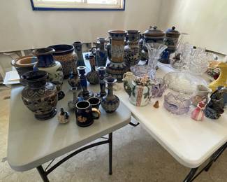 PRICE SLASH- Exquisitely crafted and rich in history, these Royal Doulton vases from 1800s England are true collector’s pieces. Known for their fine ceramic artistry and elegant detail, each vase features hand-painted motifs and some are adorned with sterling silver accents.
