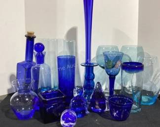 Blue glass decor