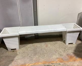 Plastic garden bench with planters