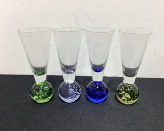 Bubble glass paperweight shot glasses