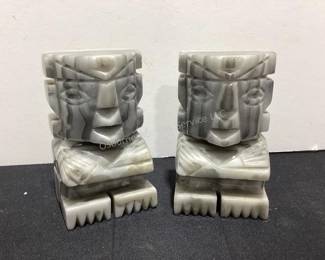 Carved Stone Aztech bookends