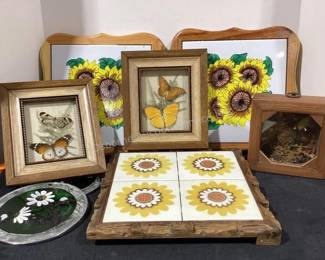 Sunflower trivets, butterfly pictures