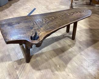 Heavy slab wood bench