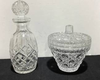 Waterford decanter & covered candy dish
