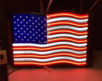 Lighted flag sign