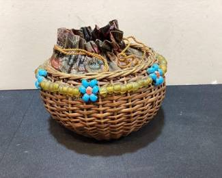 Vintage wicker sewing basket