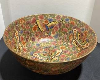 Large oriental bowl with butterflies