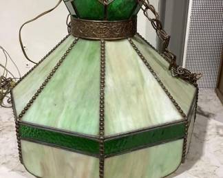 Vintage slag glass hanging light