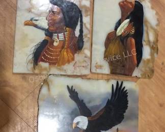Hand painted marble slabs