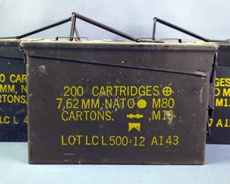 Metal Ammo Cans, Qty 3, 7" X 10" X 4"