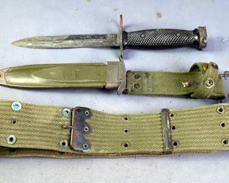 Bayonet, 6.5" Blade, In Scabbard Marked USM8A1, On Web Belt