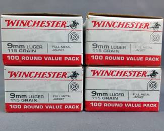 Winchester 9mm Luger Ammo, Approx 400 Rds
