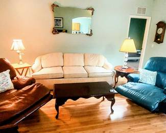 Living Room - Two recliners, couch, coffee table, nice lamp table mirror, etc.