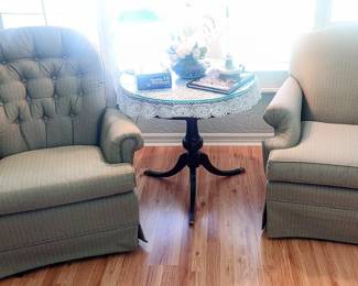 Swivel rocker (left) $85, matching upholstered chair $65