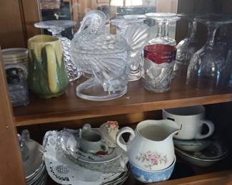 Pressed glass of different patterns.