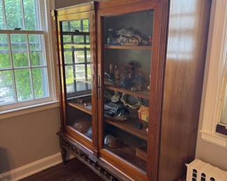 Lot #1 Antique Wooden Glass Cabinet/Bookcase