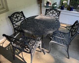 Lot #216 Wrought Iron Outdoor Table Set