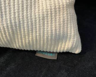 C19 - $3250. Lovesac "Sactional" Midnight Blue. 6 seat - 8 Side Modular Sectional in excellent condition. 1 Charge Side. Lovesac pillows and blankets included. Includes 2 tables & 3 cup holders. Each module measures 35" Wide x 29" Deep seats Measure 35" x 35". (This retails for over 6k)