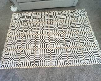C13 - $65. IKEA Wool Rug by Maria Vinka. Geometric Woven Rug in great shape. Measures 6' x 8'.