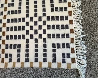 C13 - $65. IKEA Wool Rug by Maria Vinka. Geometric Woven Rug in great shape. Measures 6' x 8'.