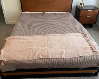 C31 - $600. Queen Sized Wood and Metal Platform Bed Frame. Clean Avocado mattress included if you want it!
