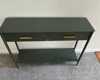 C8 - $250. West Elm "Metalwork Console" in Dark Olive. Excellent condition. Measures 42" Wide x 12" Deep x 32" Tall. (Still retails for $500. )