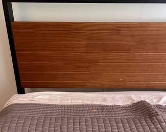 C31 - $600. Queen Sized Wood and Metal Platform Bed Frame. Clean Avocado mattress included if you want it!