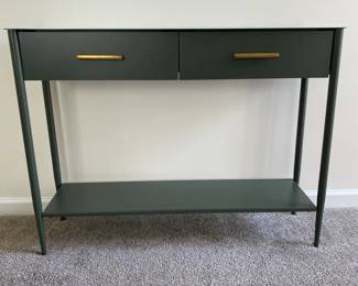 C8 - $250. West Elm "Metalwork Console" in Dark Olive. Excellent condition. Measures 42" Wide x 12" Deep x 32" Tall. (Still retails for $500. )