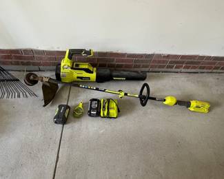 C39 - $100. Ryobi Set. Blower, Weed Eater, batteries and charger.