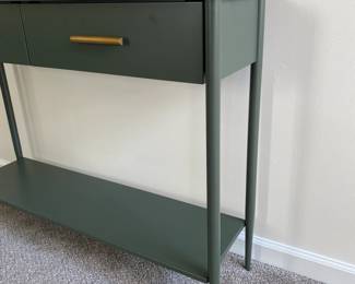 C8 - $250. West Elm "Metalwork Console" in Dark Olive. Excellent condition. Measures 42" Wide x 12" Deep x 32" Tall. (Still retails for $500. )