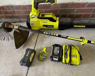 C39 - $100. Ryobi Set. Blower, Weed Eater, batteries and charger.