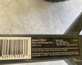 C40 - $80. Gorilla Cart Model GCG-7. Poly Yard Dump Cart. In very good shape.