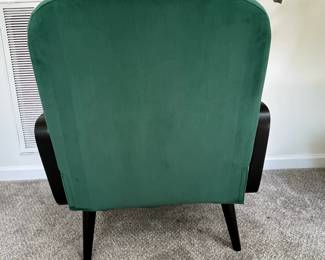 C5 - $275. Houzz Brand Pair of Green Chairs. These are both in excellent Condition. A scratch on a leg noted in picture. Measures 25.5" wide x 31.5" tall. Floor to seat is 16". (Pair retails for $500)