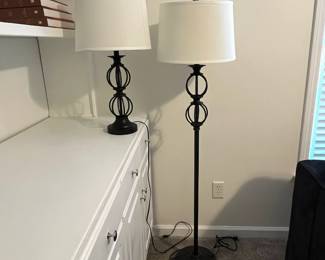 C21 - $40 PAIR. Floor & Table Lamp Pair in excellent condition. Floor Lamp is 60" Tall. The Table Lamp is 27" Tall. Shades are in great condition.