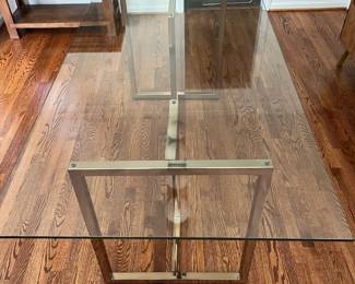 C2 - $350. CB2 / Crate & Barrel Glass Table With 6 Rouka Chairs. This set is in great condition! Measures 36" Wide x 72" Deep x 29.5"Tall. TABLE ONLY!