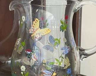 Beautiful Glass Hand Painted Pitcher