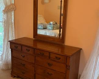 Solid wood dresser with mirror
