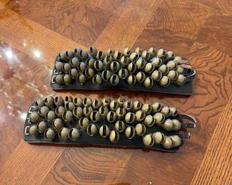 D17 - $30. Set of vintage Ghungroo. Brass bells on leather.