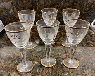 D2 - $12. Set of 6 cordial glasses. 5"tall.