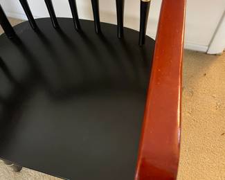 D5 - $200. Gorgeous solid wood Duke chair. Heavy and sturdy. Space on the back to attach a brass name plate. Black with gold detailing. 22"w 17.5"d 33.5"tall.