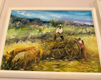 Farm scene oil painting