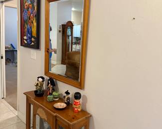 Display lighted cabinet, beveled mirror