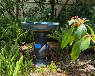 Pottery bird bath