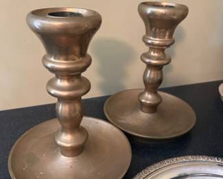 late 1800's solid brass ship candlesticks