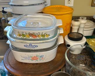 vintage Corning Ware Spice of life, Cornflower Blue and Symphony casserole dishes